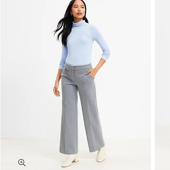 LOFT Button Pocket Wide Leg Trouser Women’s 8 NWT Gray - Picture 2 of 7